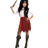 WIDMANN Déguisement Pirate Femme Noir, Rouge Et Blanc (robe Avec Veston, Ceinture, Bandeau)