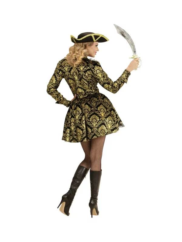 WIDMANN Déguisement Pirate Femme (veste à Motif Jacquard Noir Et Or Avec Top) – Image 3