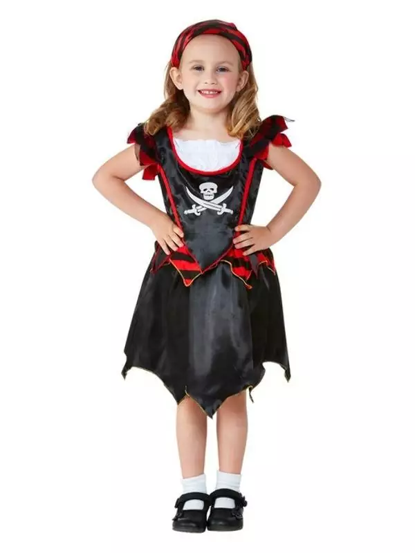 Smiffys Déguisement Pirate Fille - 1 Au 4 Ans (robe Tête De Mort & Bandana)