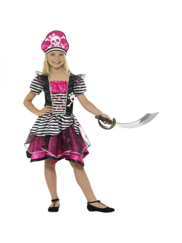 Smiffys Déguisement Pirate, Fille, Rose Et Noir (robe Et Coiffe)
