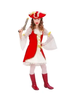 WIDMANN Déguisement Pirate Fille Rouge Et Blanc (robe, Chapeau)