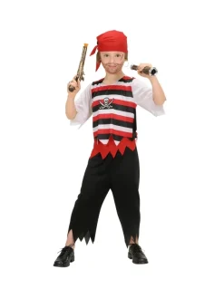 WIDMANN Déguisement Pirate Garçon Rouge Et Noir (la Haut, Le Pantalon, La Bandana, La Ceinture)