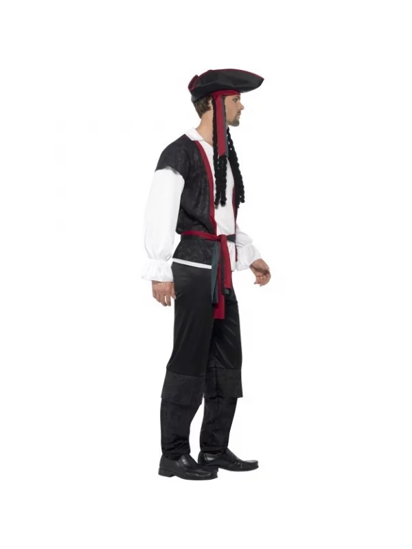 Smiffys DĂ©guisement Pirate Homme Noir ( Haut, Pantalon, Ceinture Et Tricorne Avec Cheveux) â Image 2
