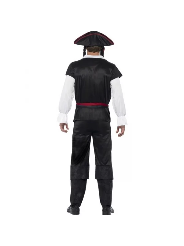 Smiffys DĂ©guisement Pirate Homme Noir ( Haut, Pantalon, Ceinture Et Tricorne Avec Cheveux) â Image 3