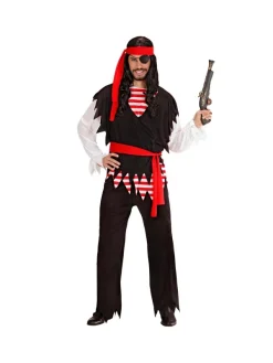 WIDMANN Déguisement Pirate Homme (tee-shirt Rayé Rouge Blanc, Veste, Pantalon, Ceinture, Bandeau)