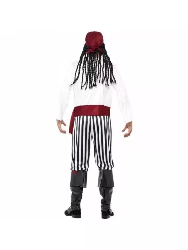 Smiffys Déguisement Pirate Rayé Blanc Et Noir Homme (chemise, Pantalon, Ceinture, Couvre Tête) – Image 2