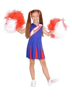 WIDMANN Déguisement Pom Pom Girl Enfant, Bleu Et Rouge (robe)