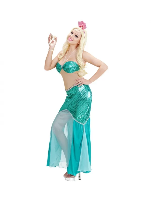 WIDMANN Déguisement Sirène Femme (robe Avec Collier De Perles, Serre-tête Avec Perles) – Image 3