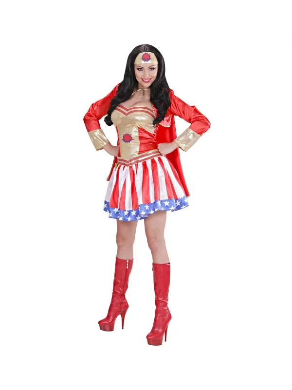 WIDMANN Déguisement Super Héros Femme (robe Avec Cape, Coiffe) – Image 3