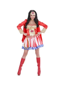 WIDMANN Déguisement Super Héros Femme (robe Avec Cape, Coiffe)