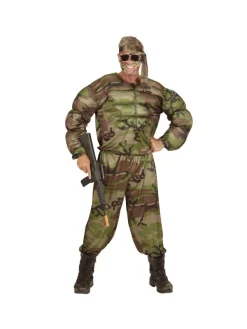 WIDMANN Déguisement Super Soldat Homme (shirt Muscle, Pantalon, Tour De Tête)
