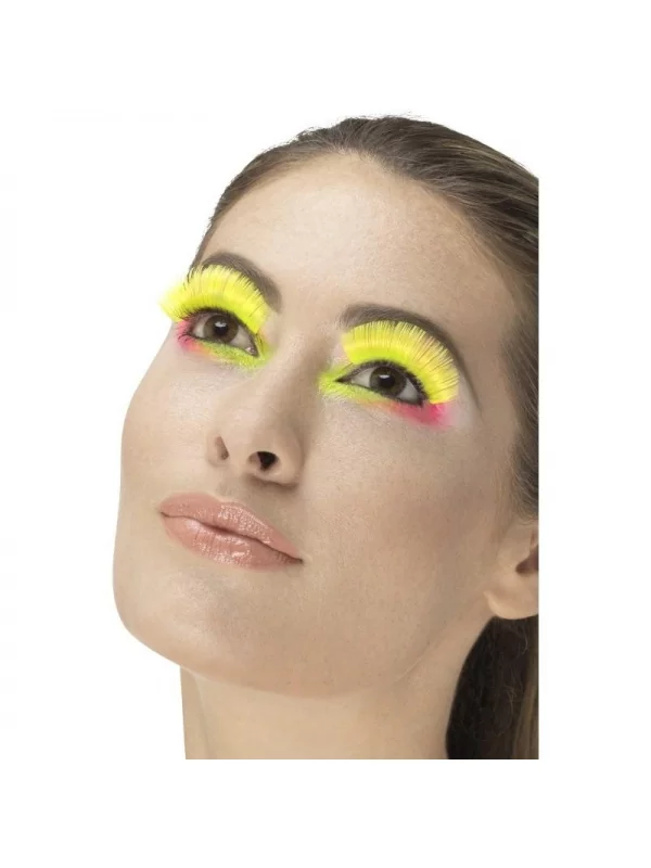 Smiffys Faux Cils Jaune Fluo