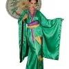 Kimono Japonais Vert Satiné - Incarnez Une Geisha Glamour