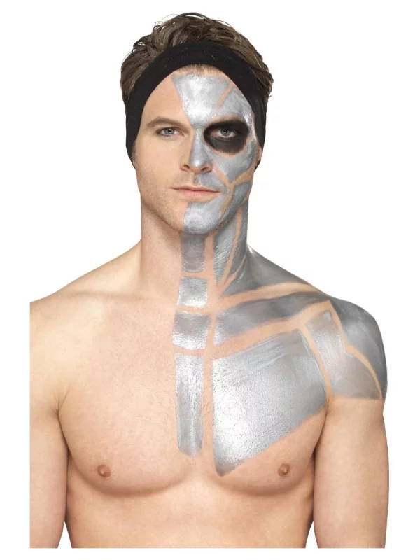 Smiffys Kit Latex Métallique Or Et Argent (1 X29,57 Ml, Maquillage Or Et Argent, 2 éponges) – Image 3