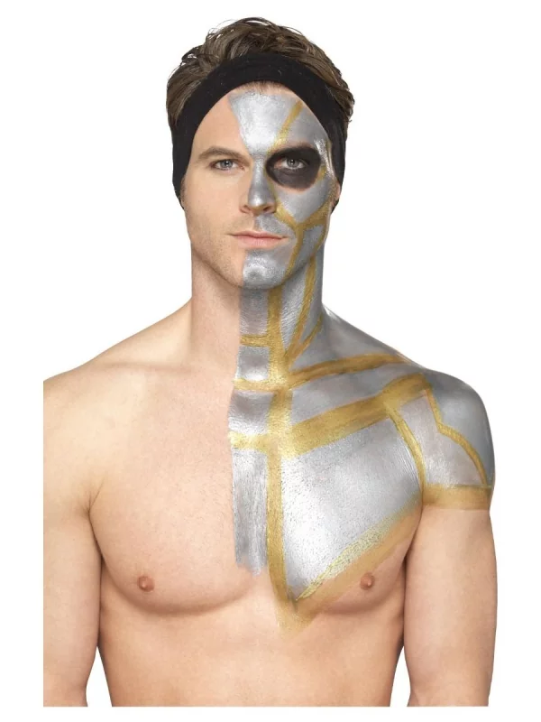 Smiffys Kit Latex Métallique Or Et Argent (1 X29,57 Ml, Maquillage Or Et Argent, 2 éponges) – Image 4