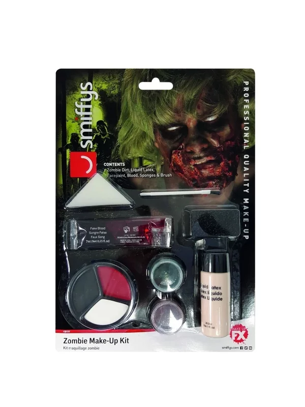 Smiffys Kit Maquillage Multicolore Zombie (peinture Visage, Latex Liquide, Sang) – Image 9