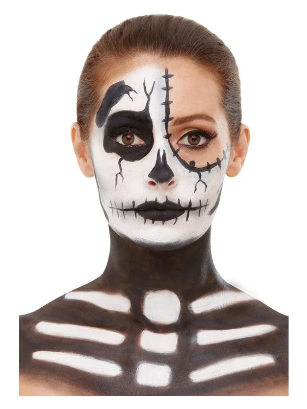 Smiffys Kit Maquillage Squelette, Aqua, Noir Et Blanc (Maquillage, Crayon, Sang Et éponge) – Image 3