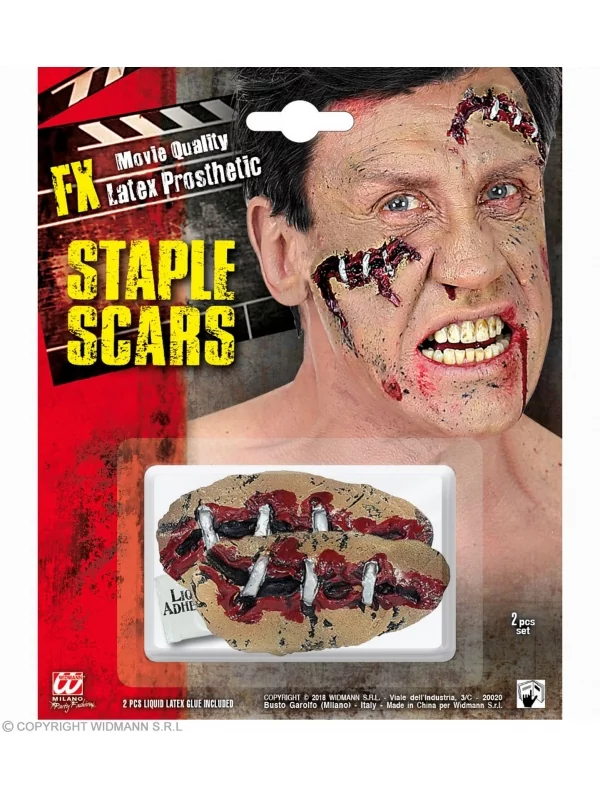 WIDMANN Lot De Deux Prothèses En Latex FX - Cicatrices Avec Agrafes – Image 2