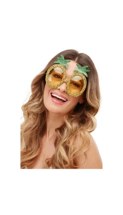 Smiffys Lunettes à Paillettes Ananas Tropical Jaune