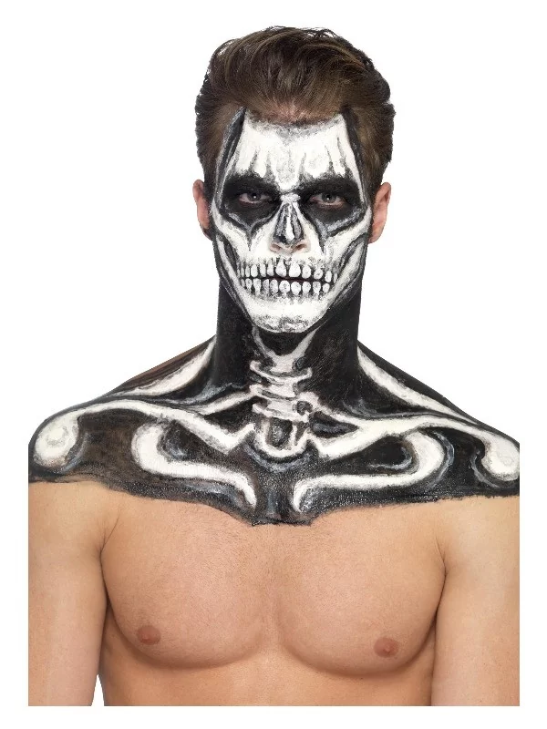 Smiffys Maquillage Squelette (pot Noir Et Blanc, 29.57 Ml Et éponges) – Image 3