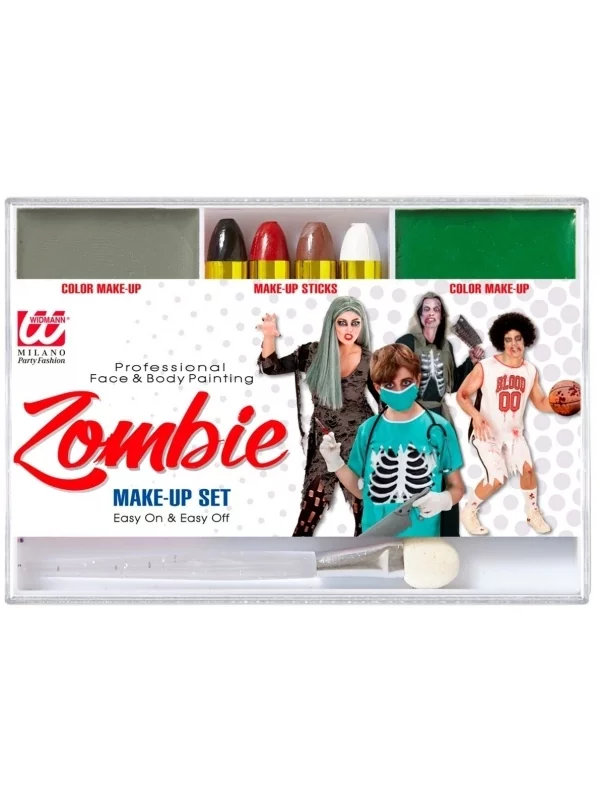WIDMANN Maquillage Zombie Visage Et Corps (4 Crayons, 2 Fards, 1 Applicateur)