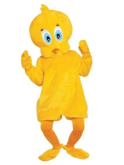 Mascotte De Poussin Jaune Adulte Avec Combinaison, Masque, Gants Et Pieds De Qualité Professionnelle.
