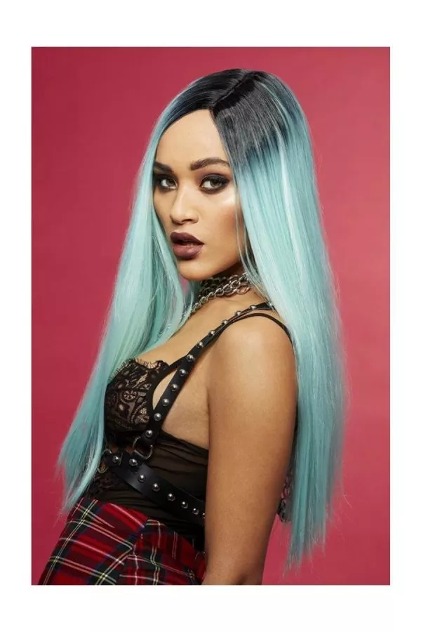 Smiffys Perruque Femme Manic Panic, Cheveux Longs (Bleu Clair)