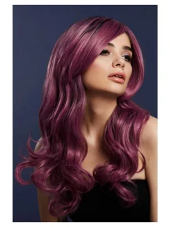 Smiffys Perruque Fever Khloe, Mauve, Cheveux Longs, 66 Cm