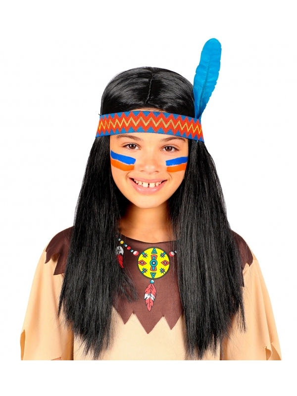 WIDMANN Perruque Indienne à Plumes Pour Garçon
