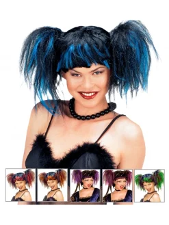 WIDMANN Perruque Manga Cosplay Femme Avec Couettes Et Franges