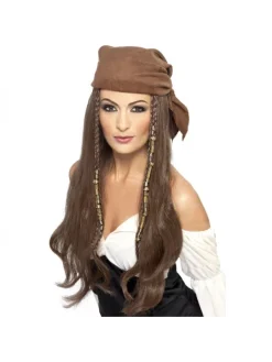 Smiffys Perruque Pirate Femme Avec Bandana, Perles Et Breloques