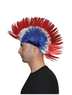 Perruque Punk, Bleu, Blanc, Rouge - France