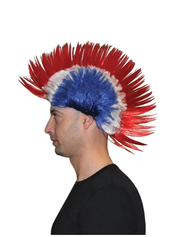 Perruque Punk, Bleu, Blanc, Rouge - France