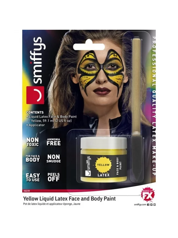Smiffys Pot Latex Liquide 59,14 Ml Avec éponge Jaune