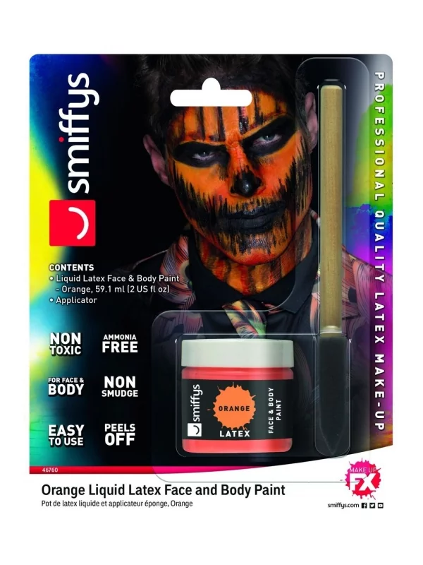 Smiffys Pot Latex Liquide 59,14 Ml Avec éponge Orange, Sans Ammoniaque – Image 7