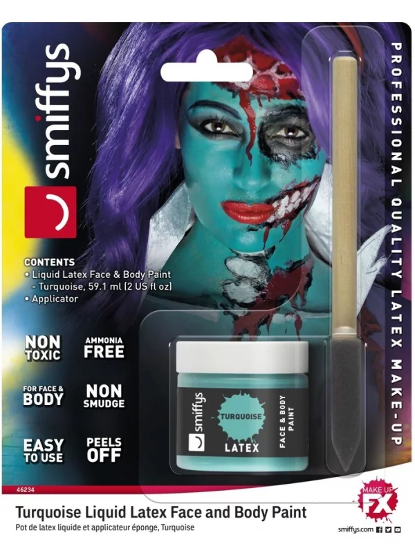 Smiffys Pot Latex Liquide 59,14 ML Avec éponge Turquoise - Sans Ammoniaque – Image 7