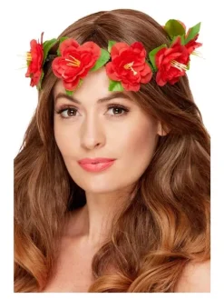 Smiffys Couronne De Fleurs Hawaïennes, Rouge
