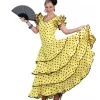 Robe Flamenco Femme Jaune à Pois