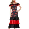 Smiffys Robe Flamenco Femme Rouge Et Noir Femme (robe Et Collier)