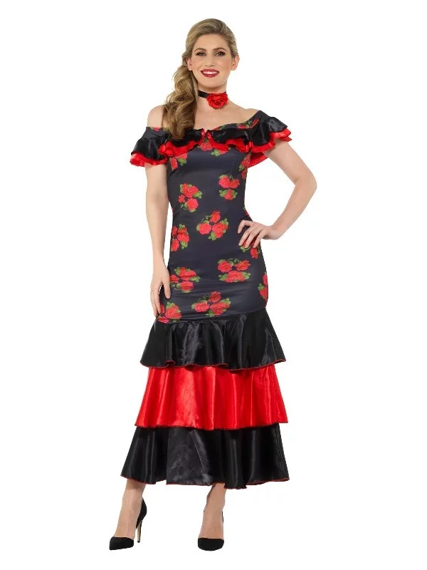 Smiffys Robe Flamenco Femme Rouge Et Noir Femme (robe Et Collier)