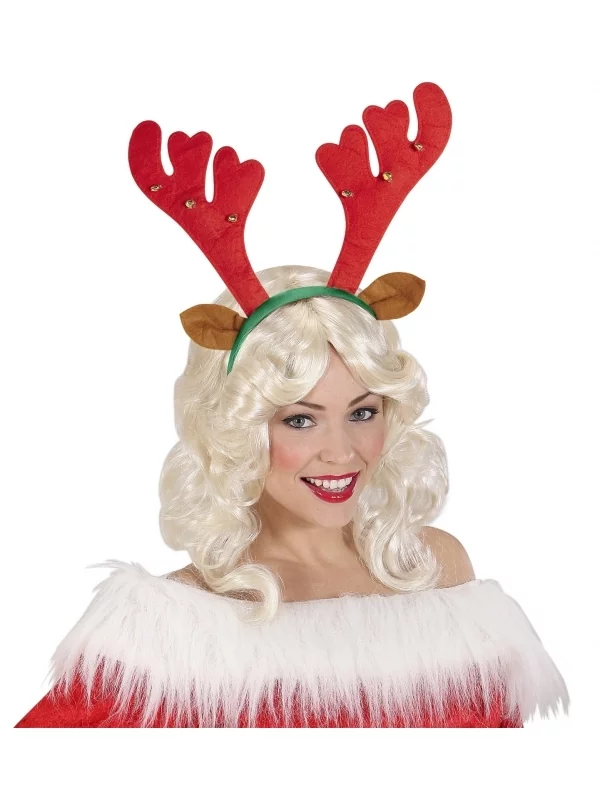 WIDMANN Serre-tête Renne De Noël Rouge Et Vert Avec Clochettes – Image 2