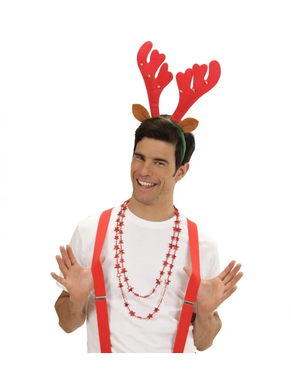 WIDMANN Serre-tête Renne De Noël Rouge Et Vert Avec Clochettes – Image 3