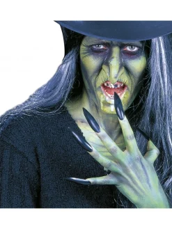 WIDMANN Set 10 Maxi Faux Ongles Noirs SorciĂšre Avec Colle