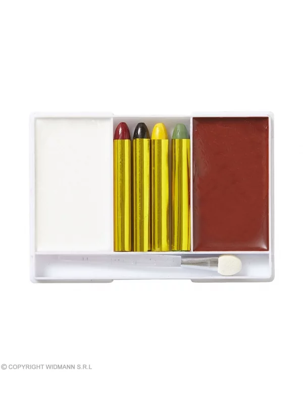 WIDMANN Set Maquillage Indien (4 Crayons Blanc, Rouge Indien, Vert, Jaune) â Image 2