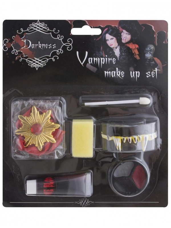 Set Vampire Avec Maquillage, Dentier Et Collier – Image 2