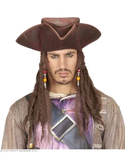 WIDMANN Tricorne Pirate Simili Cuir Avec Cheveux